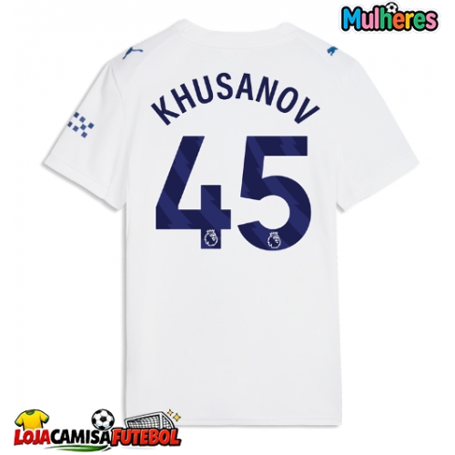 Camisa de Futebol Manchester City Abdukodir Khusanov #45 Equipamento Alternativo Mulheres 2026-27 Manga Curta